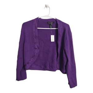 WHBM Ribbon Trim 3/4 Sleeve Preppy Office‎ Business Casual Cardigan Shrug XL